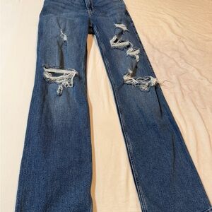 Hollister Women's Straight Leg Jeans - Distressed Blue